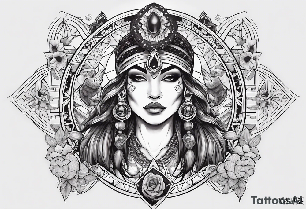 kali ma, alien goddess, valkrye, aries, pirate, divine feminine, zenza resonance, pachamama, lotus azul, blank panther, eagle, skull, 5D, nueva gaya, dna 12 tattoo idea