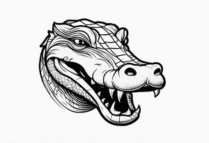 Alligator head with woman’s legs sticking out of its mouth tattoo idea