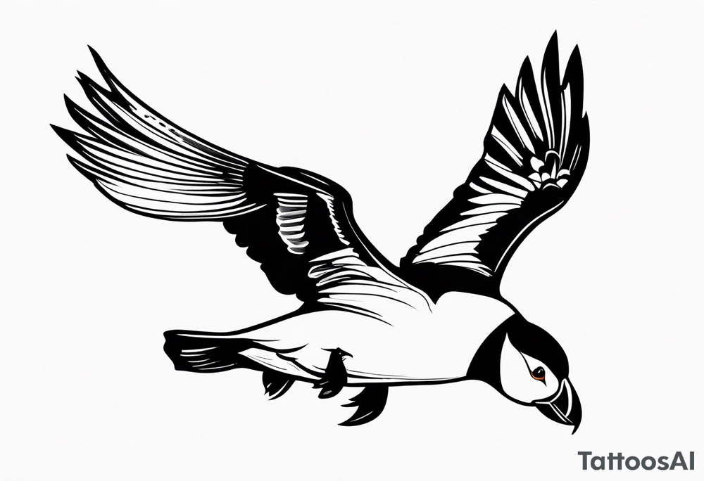 a flying puffin
- (mostly black coloured) forarm Tattoo tattoo idea
