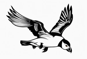 a flying puffin 
 - (mostly black coloured) forarm Tattoo tattoo idea