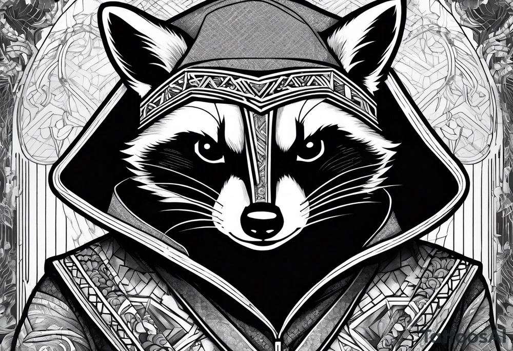 raccoon wearing a Superman hoodie tattoo idea