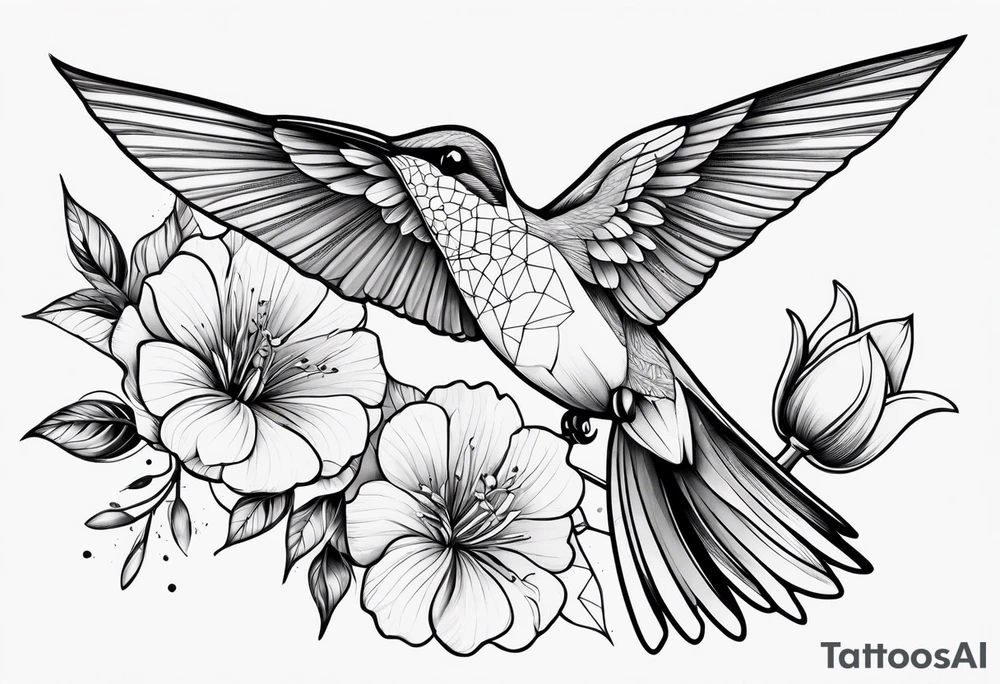 humming bird with flowers and butterflies forearm tattoo idea