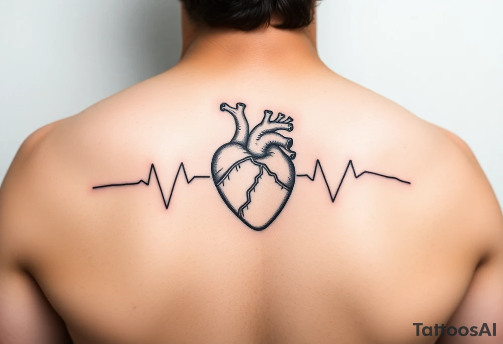 Heart beat with date of birth and date of death tattoo idea