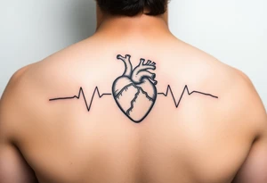Heart beat with date of birth and date of death tattoo idea