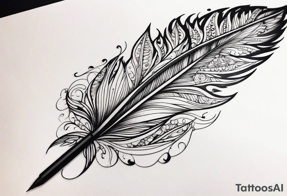 Detailed Quill Pen tattoo idea