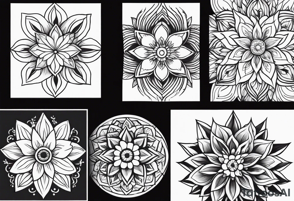 may, june, july september, october, december month flowers black and white half sleeve tattoo tattoo idea