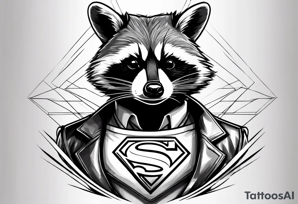 raccoon wearing a Superman tshirt tattoo idea