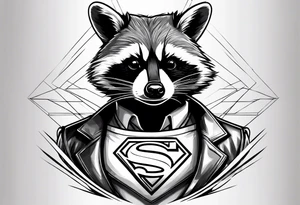 raccoon wearing a Superman tshirt tattoo idea
