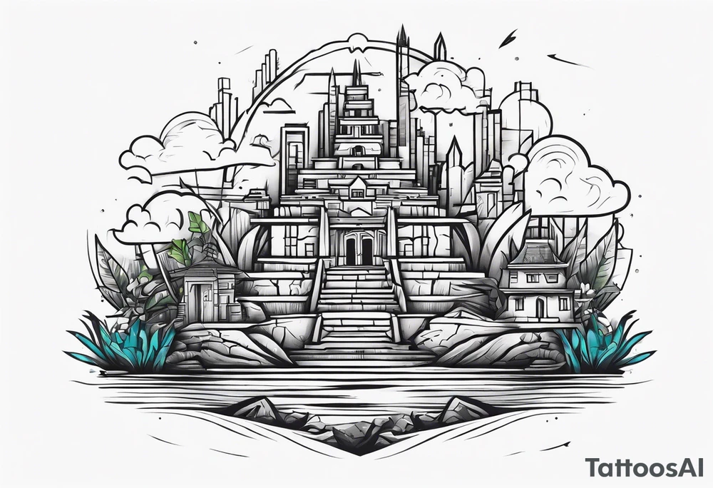 Lost city with new life tattoo idea