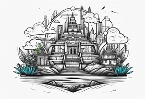 Lost city with new life tattoo idea