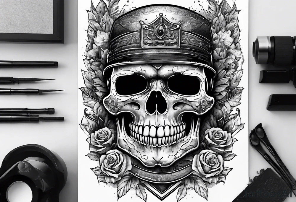 Rich life, skull, car meets, all mixed together tattoo idea