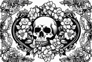 Campbell family crest with flowers around it tattoo idea