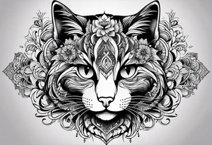 I need a tatto which will look like a pattern on the top of the head of tabby cats tattoo idea