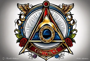 compliance-oriented tattoo calling to action to be part of integrity using compliance and freemasonry symbols tattoo idea