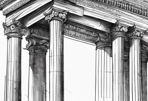 Roman pillars in the background tattoo idea