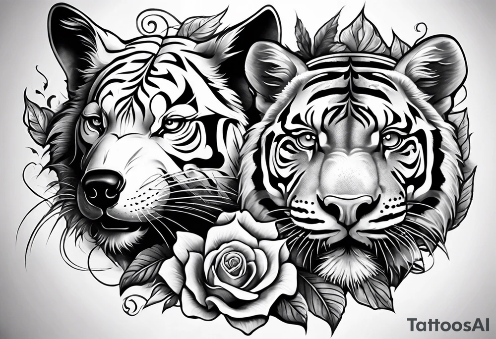 Shoulder tattoo with a Rat, pig, tiger, dog, snake tattoo idea