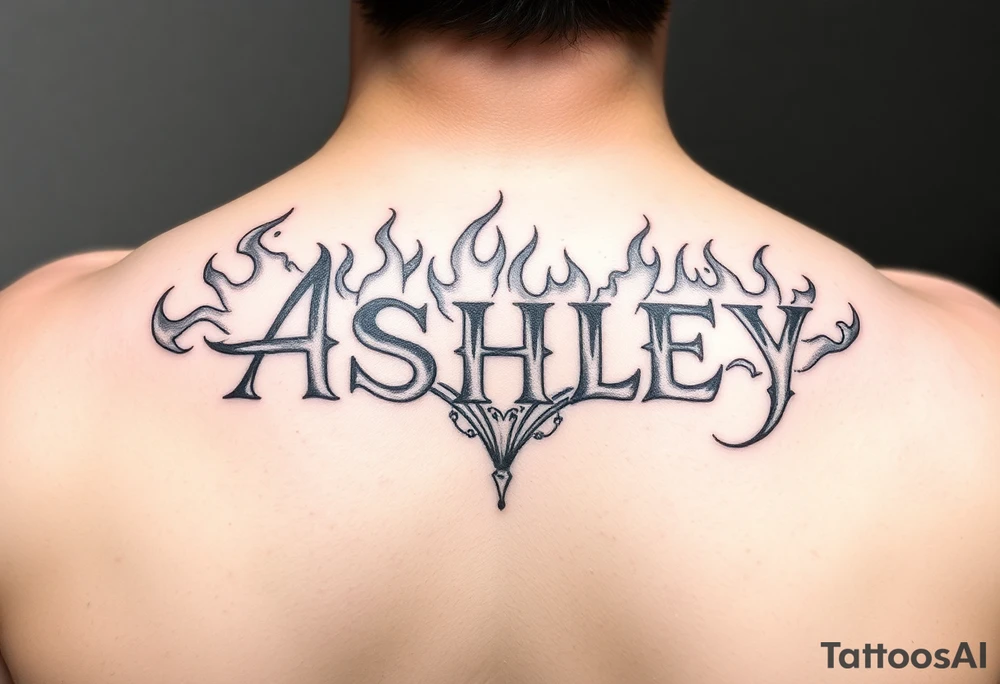 Name
Tattoo: ASHLEY in flames with water tattoo idea