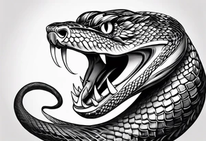 snake on left arm with an open mouth tattoo idea