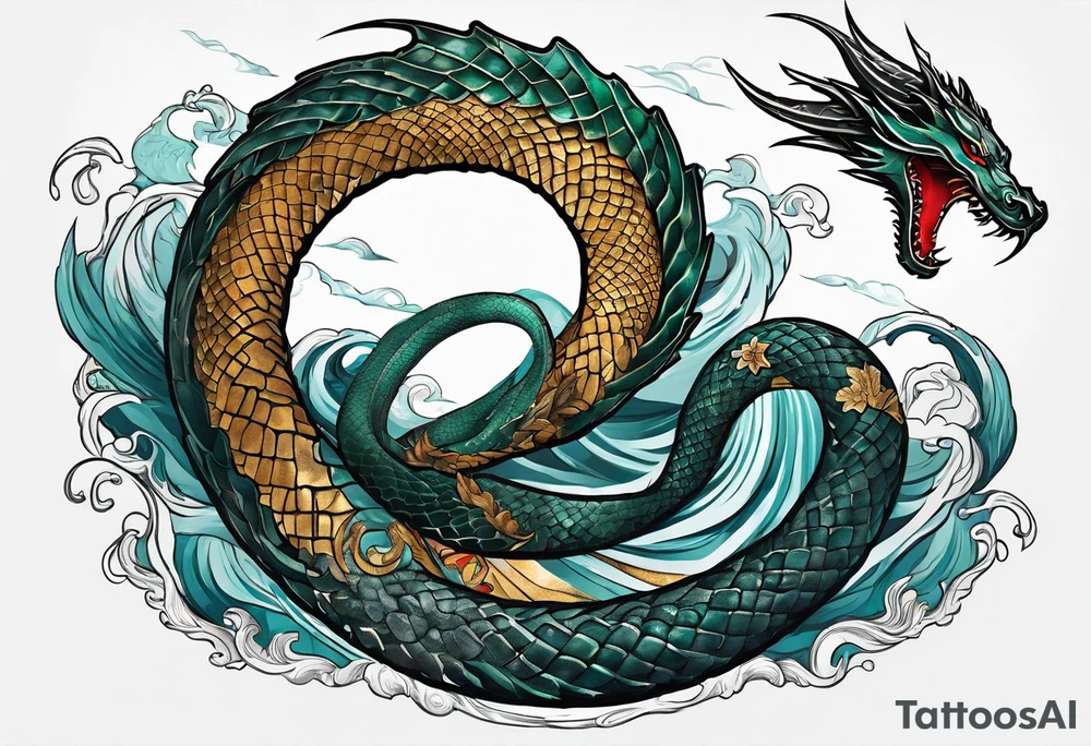 a Sleeve tattoo Jörmungandr the World Serpent, as depicted in God of War. tattoo idea