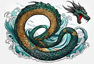 a Sleeve tattoo Jörmungandr the World Serpent, as depicted in God of War. tattoo idea