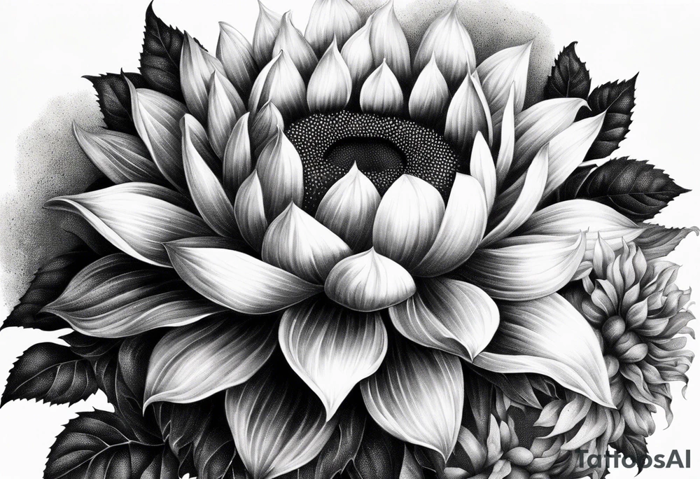 Flower fire an a sunflower tattoo idea