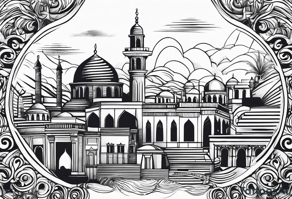 israel 
city swirl
 vector tattoo idea