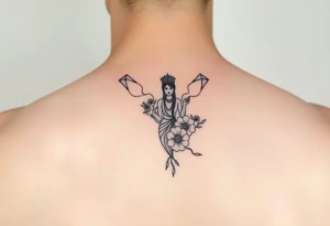 Goddess kites flowers queen tattoo idea