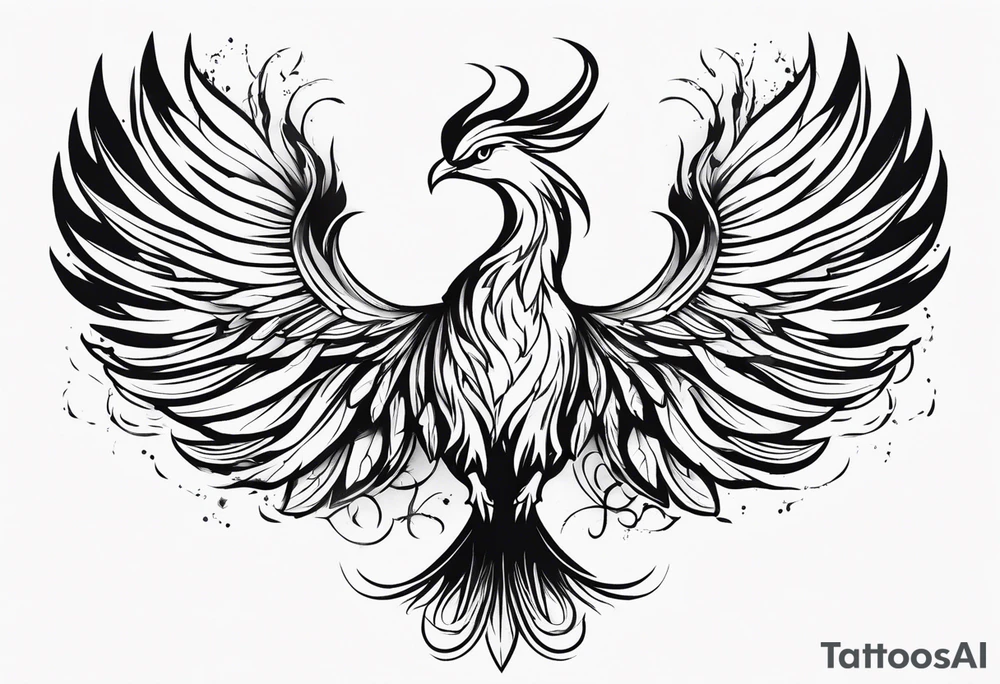 A phoenix transitioning from life to death or from ashes to rebirth tattoo idea