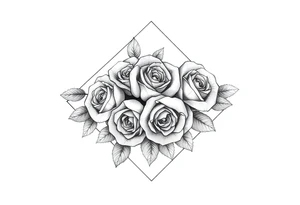 Small Roses with no leaves fully filling up the inside of an lateral elongated diamond shape tattoo idea
