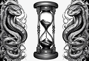 Snake surrounding an hourglass AND a thunder tattoo around forearm tattoo idea
