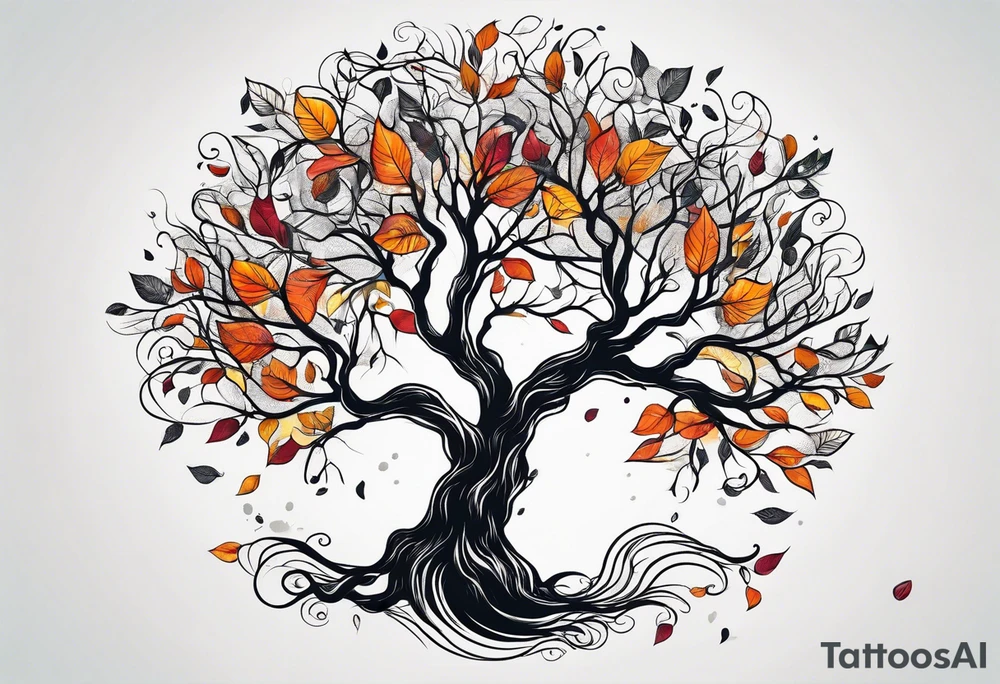 leave's tree flying away tattoo idea