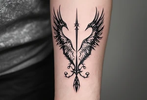 deux corbeau
épée 
un crane
un coeur tattoo idea