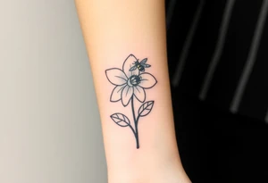 Trillium with a bumble bee hovering near it tattoo idea
