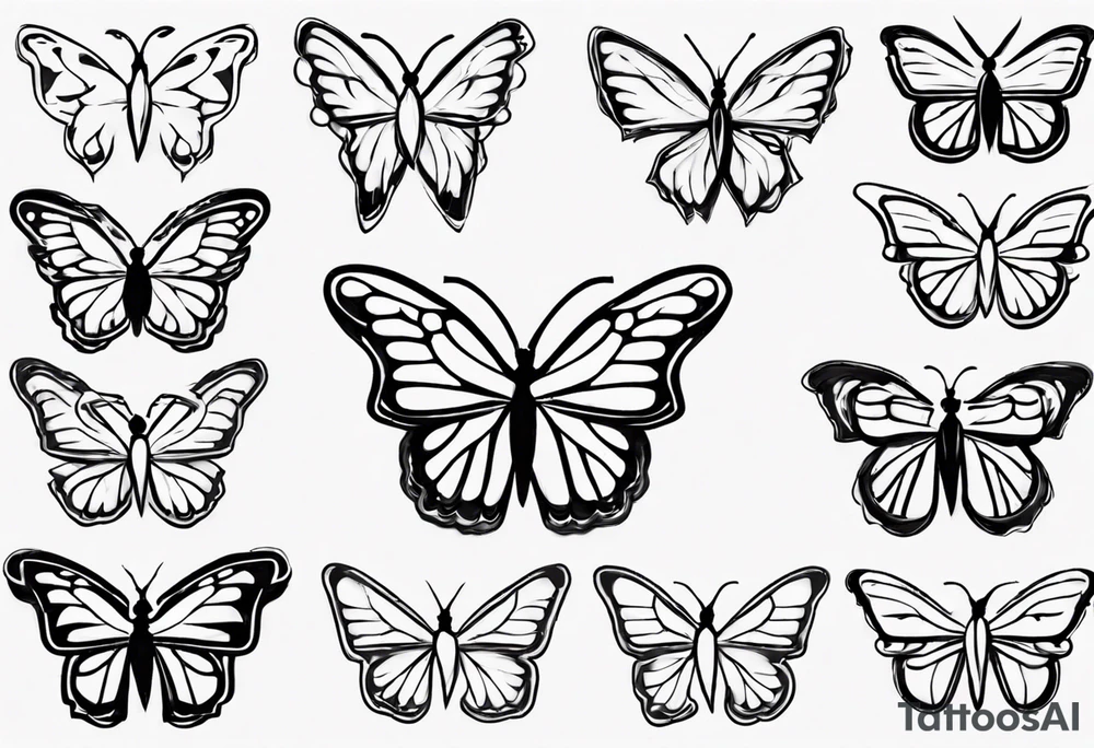 monarch butterfly simple black outline sitting with wings slightly closed tattoo idea