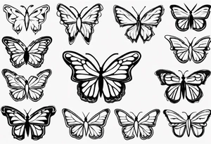 monarch butterfly simple black outline sitting with wings slightly closed tattoo idea