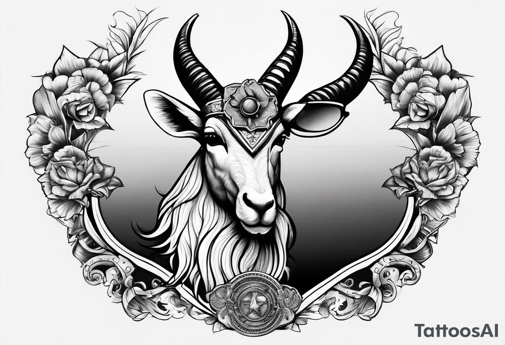 capricorn with sunglasses and gun tattoo idea
