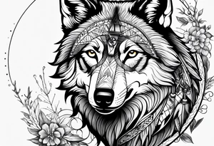 Wolf with compass tattoo idea