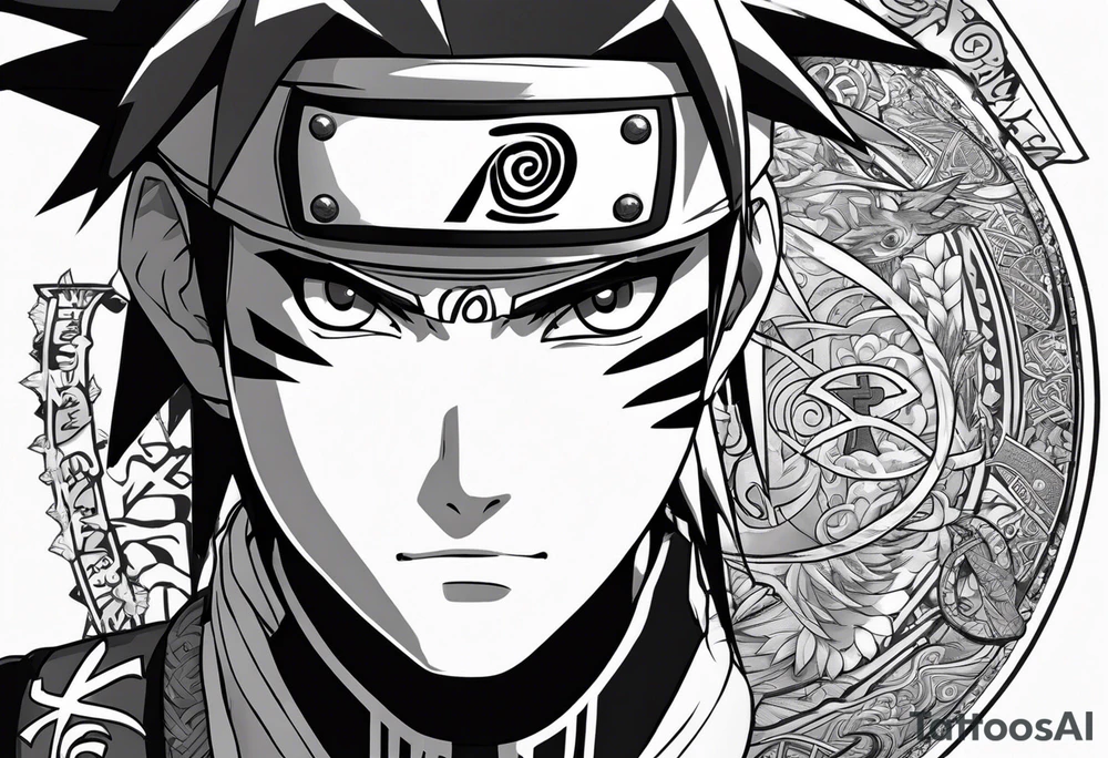 naruto headband with the letters AR in the middle tattoo idea
