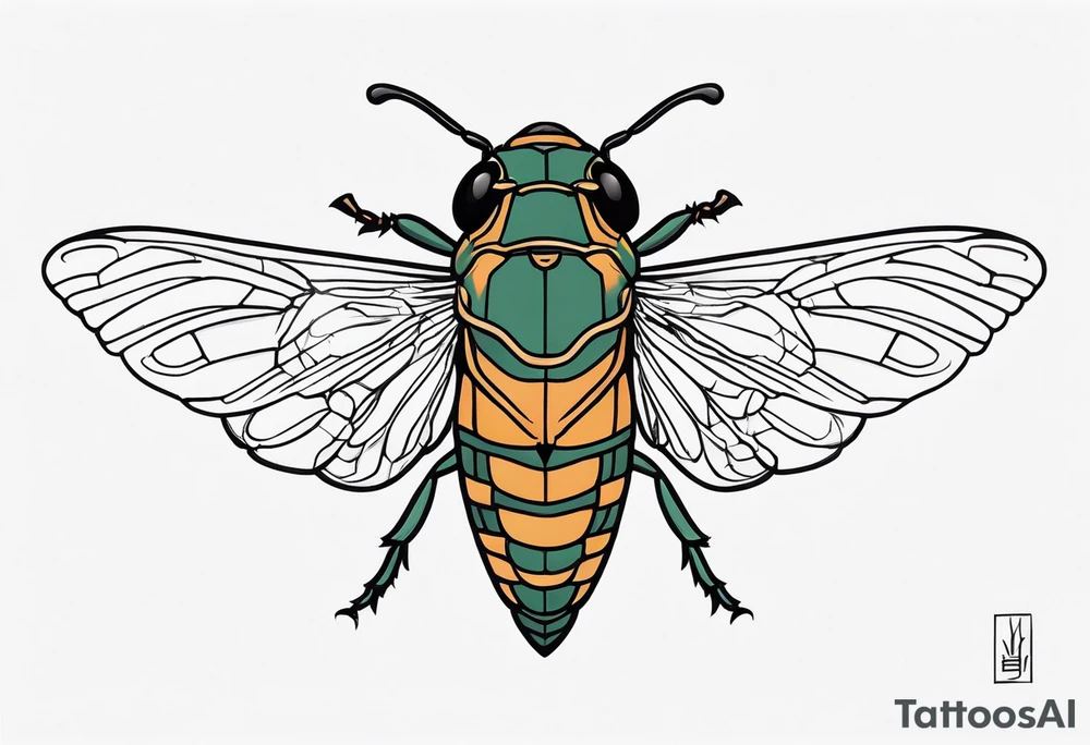 Neo traditional Cicada tattoo idea