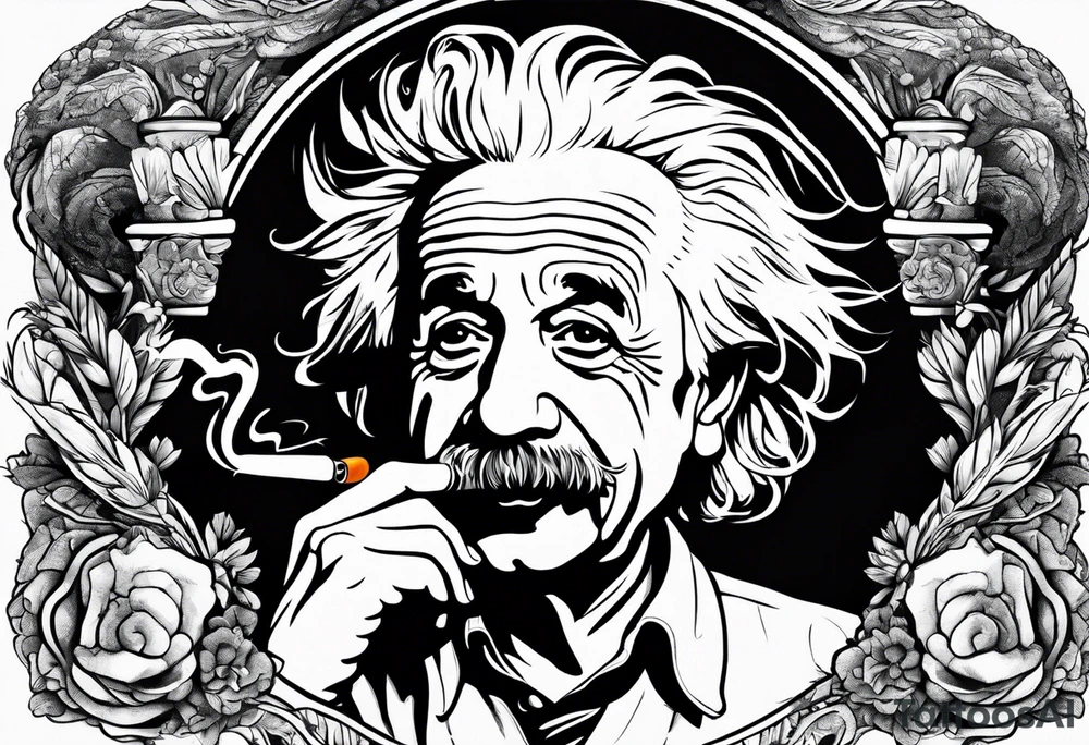 albert einstein smoking cigarette tattoo idea