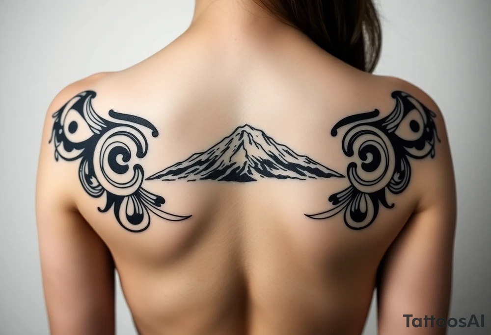 Traditional Māori Mt Taranaki chest tattoo tattoo idea