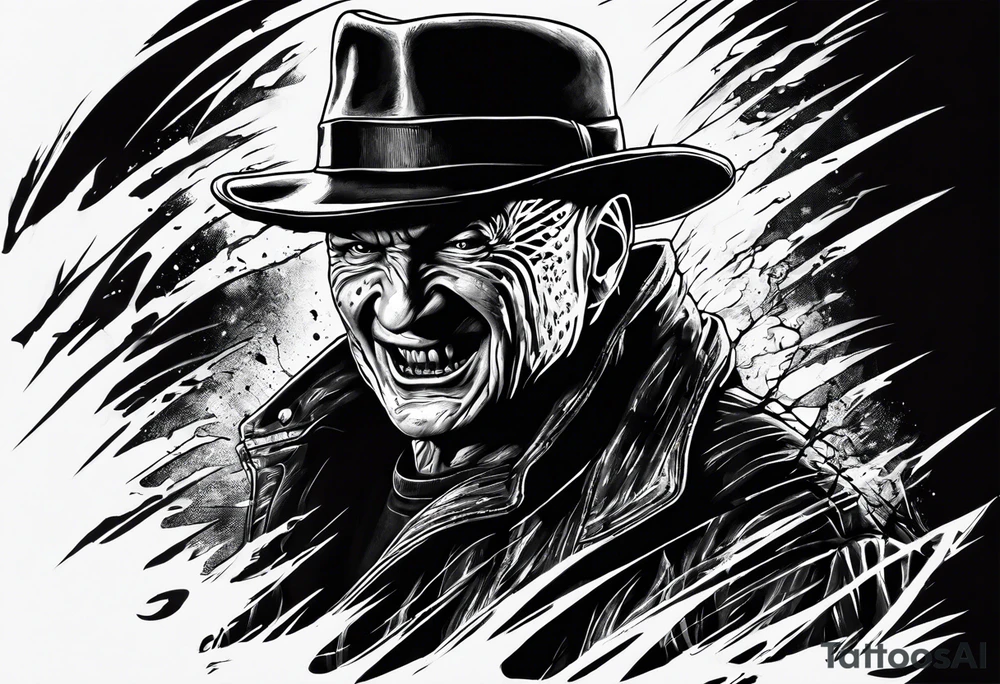 Realistic horror movie Freddy Krueger Ripping through skin tattoo idea