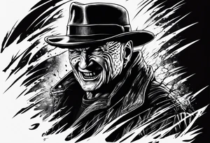 Realistic horror movie Freddy Krueger Ripping through skin tattoo idea