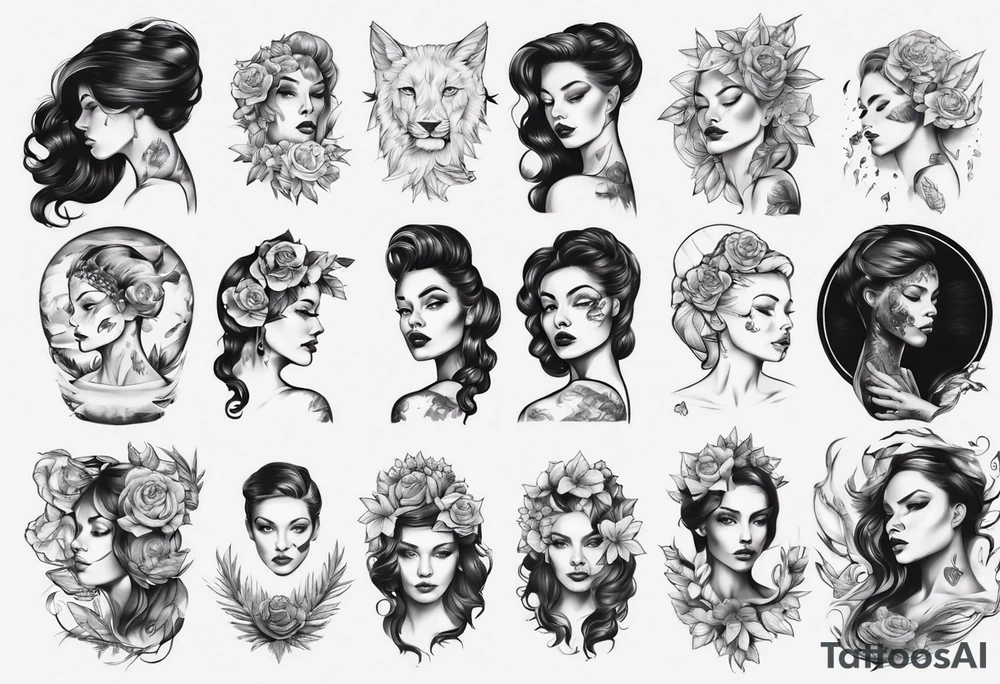Woman portrait tattoo idea
