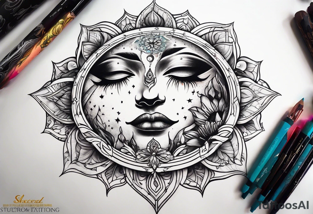 sacred moon tattoo idea