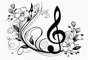 treble clef with flowers tattoo idea