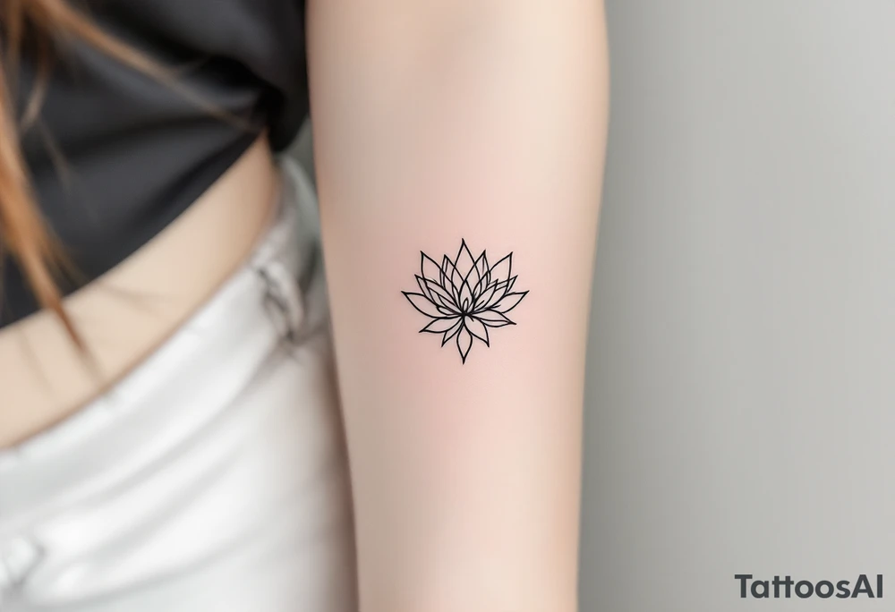 Fine thin lines very small minimalist tattoo combo of phenix and lotus tattoo idea