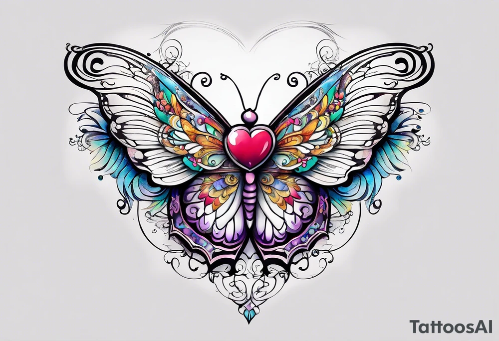 Butterfly and half angel wings with words your wings were ready but my heart was not tattoo idea