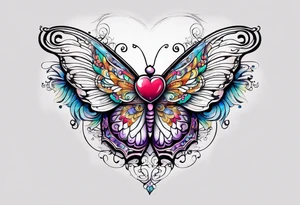 Butterfly and half angel wings with words your wings were ready but my heart was not tattoo idea