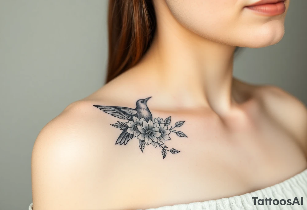 crows with flowers tattoo idea